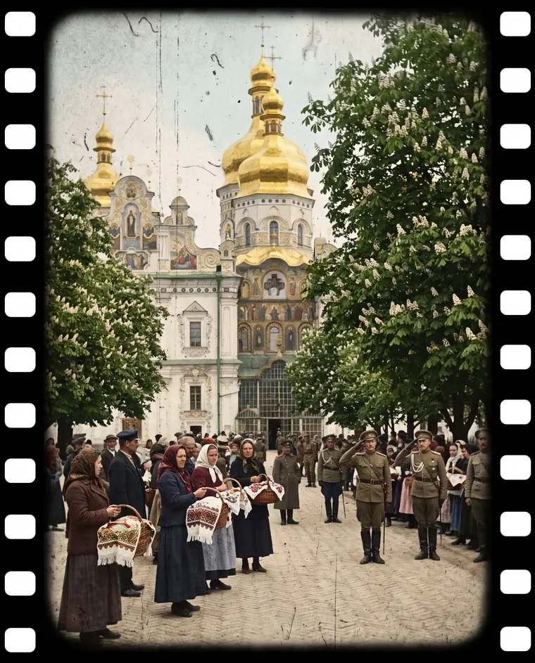 Травень: реконструкція за фотографіями. Великдень біля Лаври